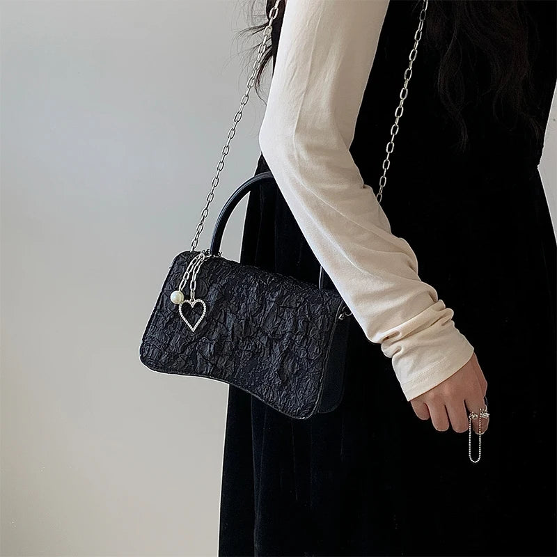 High Sense Pu Shoulder Bag for Women Chain Butterfly Small Square Bag