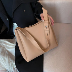 High-capacity Shoulder Bag For Women Bucket Bag Solid Leisure Handbag