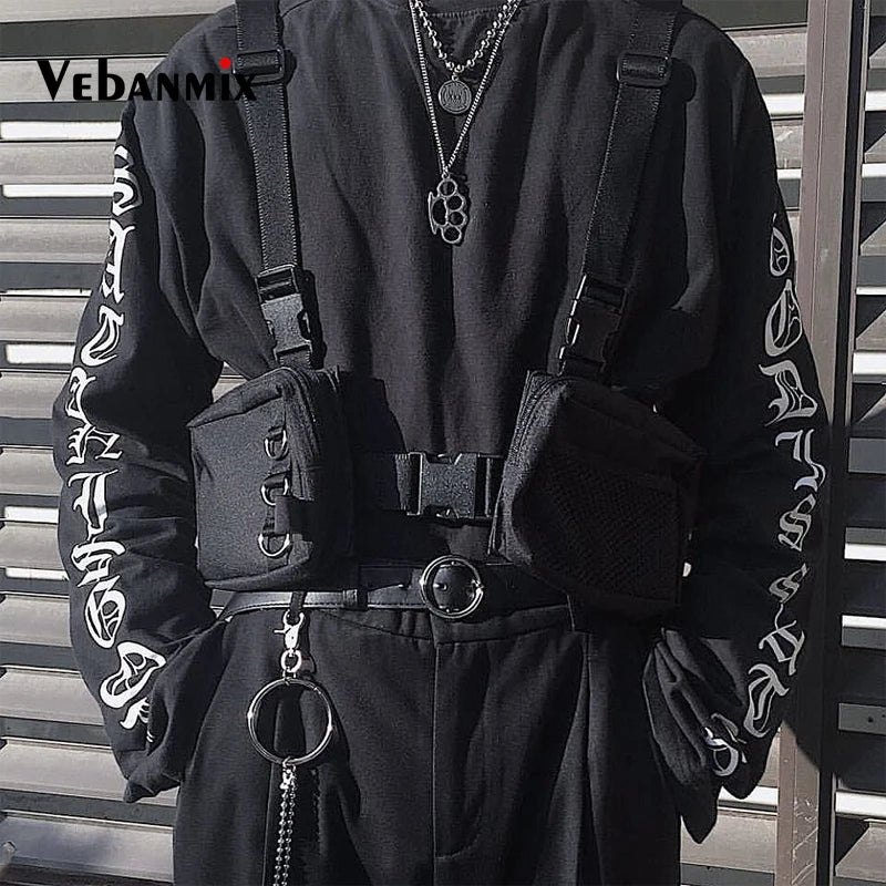 Hip Hop Streetwear Men Tactical Chest Rig Multi-pockets Waistcoat Chest Bag Vest