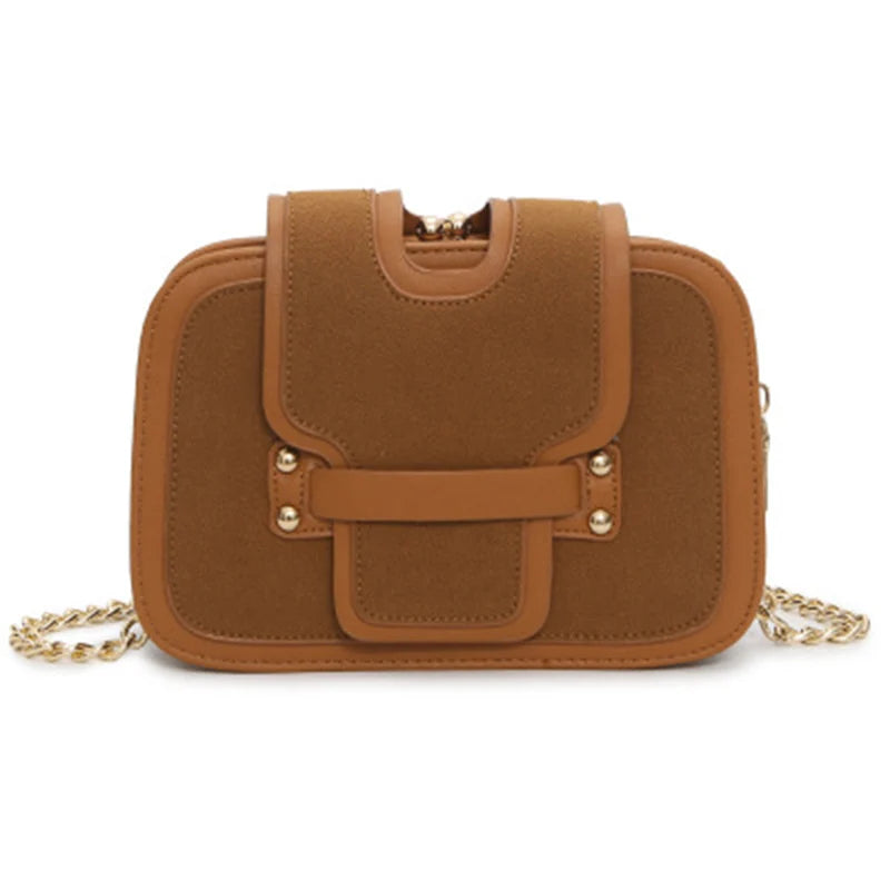 Frosted Small Square Bag Women Three-Layer Shoulder Messenger Chain Bag