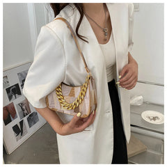 Women's PU Leather Shoulder Bag with Chains Handbag