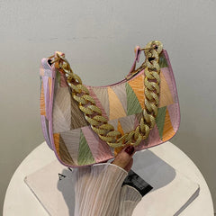 Women's PU Leather Shoulder Bag with Chains Handbag