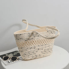 Cotton Woven Tote Bag Summer Beach Shoulder Handbags