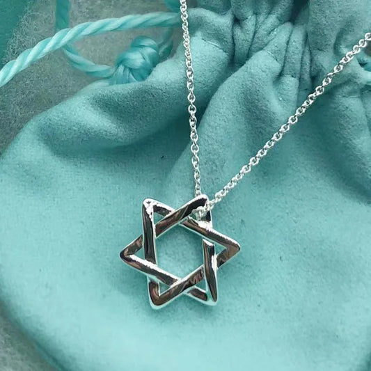 Sterling Silver Star of David Necklace 925 Silver Jewelry