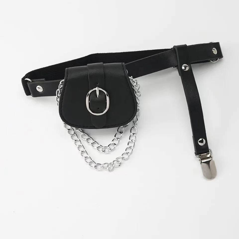 Stylish Women Waist Leg Belt Pu Leather Bag Fanny Pack for Outdoor Hiking