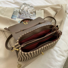 Houndstooth Crossbody Messenger Bag Purse with Scarf