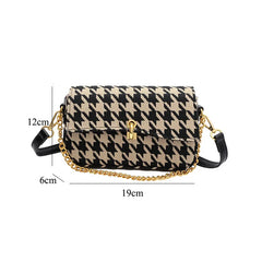 Houndstooth Flap Shoulder Messenger Purses Chains Vintage Handbags