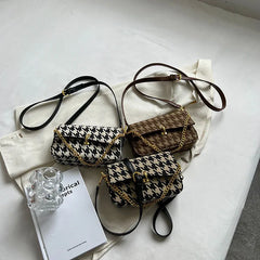 Houndstooth Flap Shoulder Messenger Purses Chains Vintage Handbags