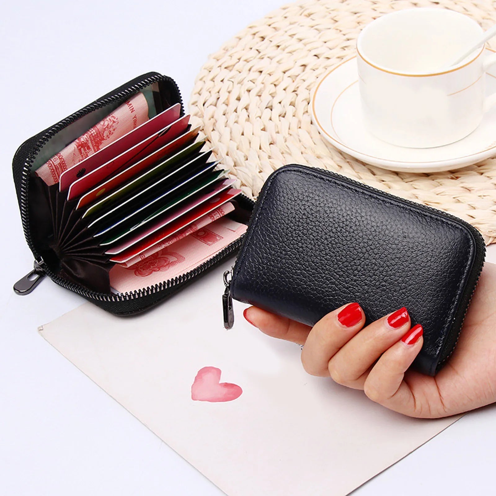 Solid Zipper Long Wallet for Women