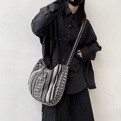 Casual Canvas Messenger Bag Women Large Capacity Zipper Crossbody Bag
