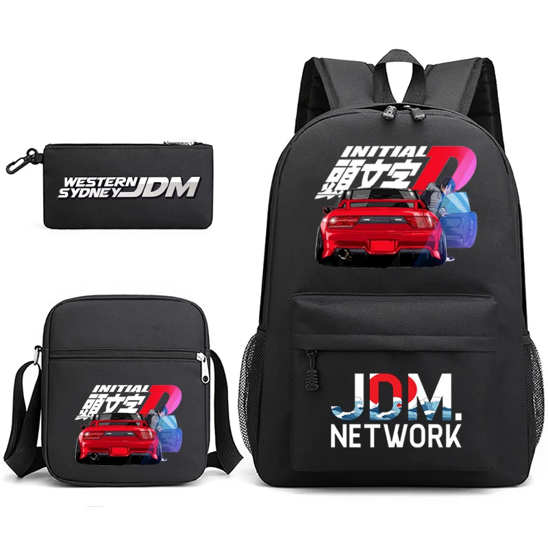 JDM Anime Backpack Men's Laptop Bag w/ Pencil Bag