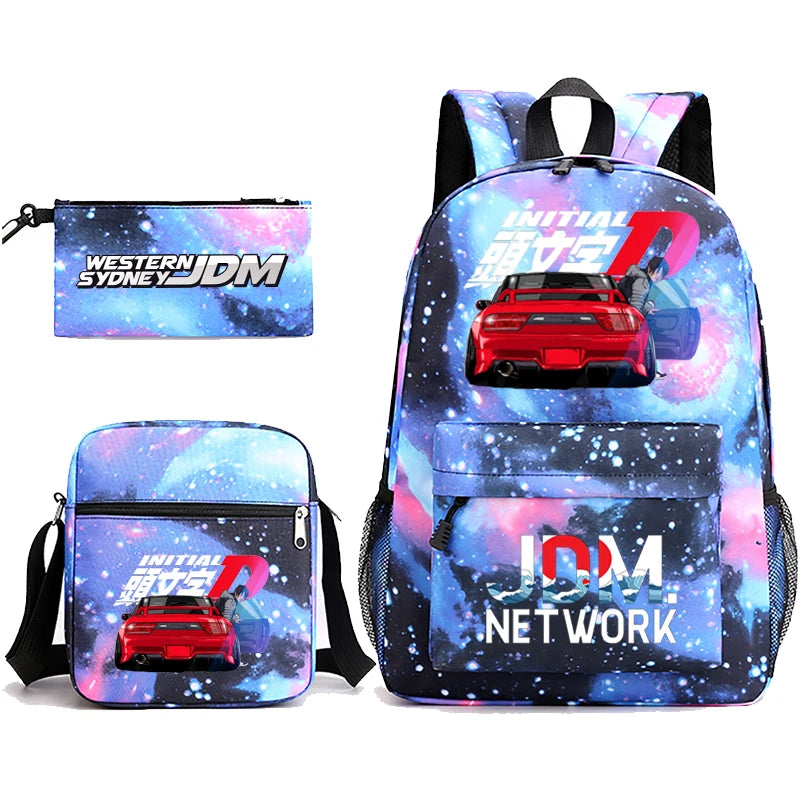 JDM Anime Backpack Men's Laptop Bag w/ Pencil Bag