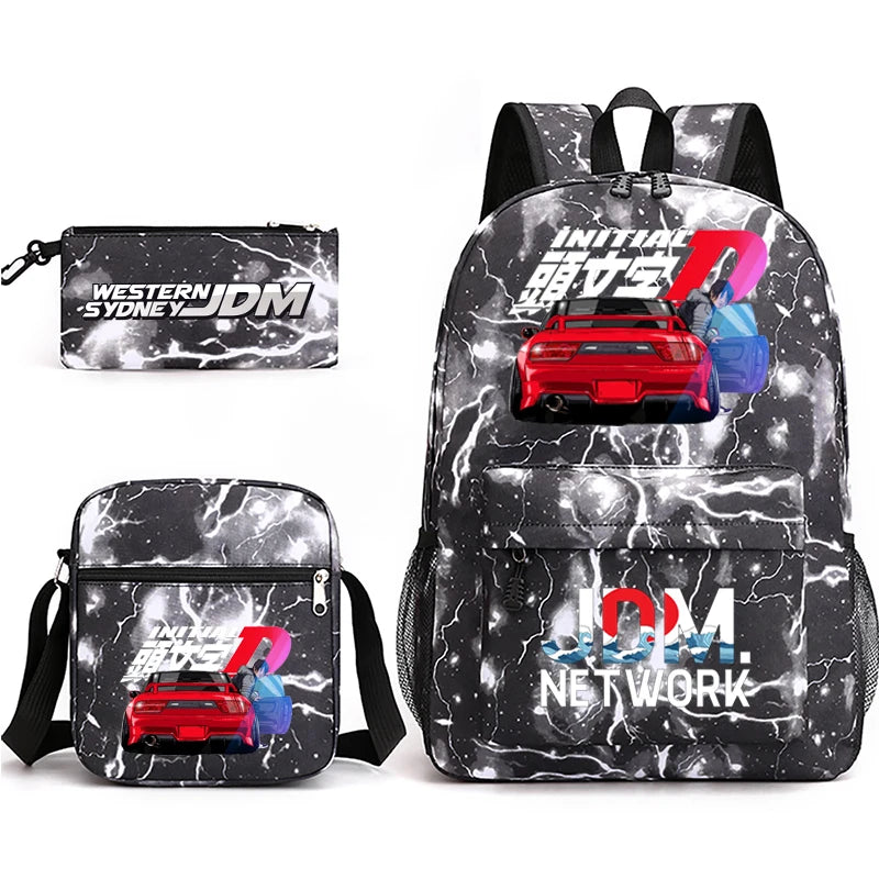 JDM Anime Backpack Men's Laptop Bag w/ Pencil Bag