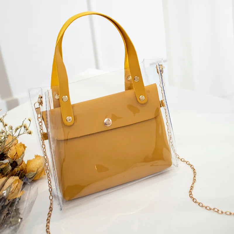 Small Transparent Jelly Bag Women PU Crossbody Messenger for Girls
