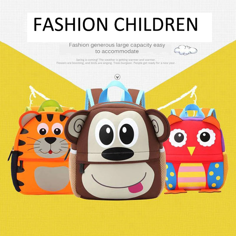 3D Cartoon Animal Kindergarten School Bag for Kids 1-7 Years