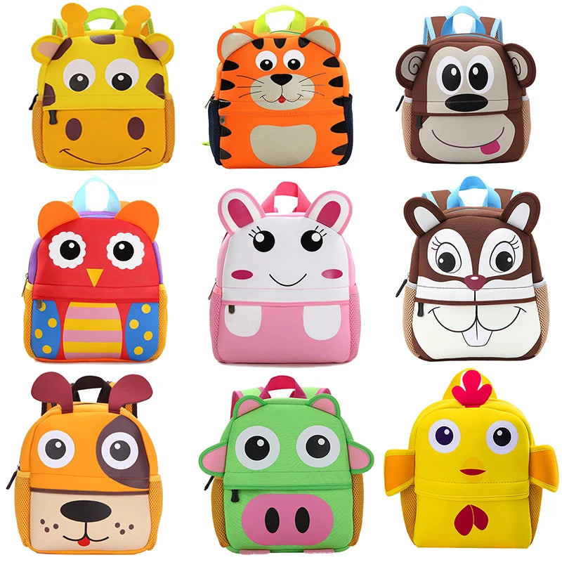 3D Cartoon Animal Kindergarten School Bag for Kids 1-7 Years