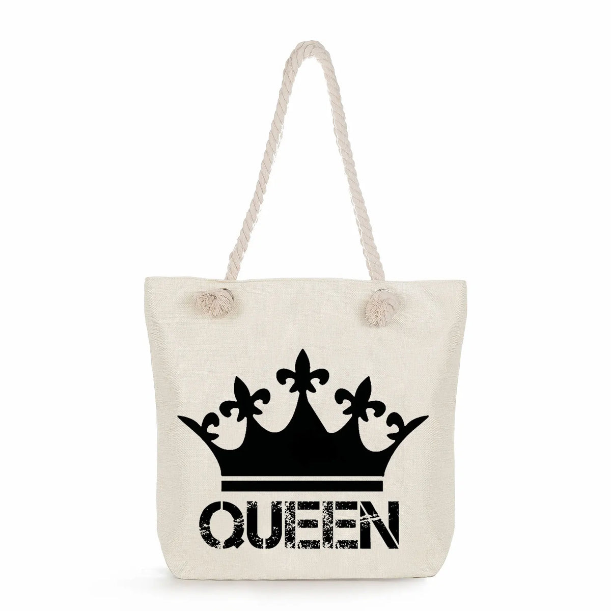 King And Queen Letter Print Handbags Crown Women Shoulder Bag