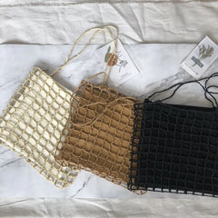 Korean Large Capacity Straw Tote Bag One Shoulder Square Handbag Messenger Bag