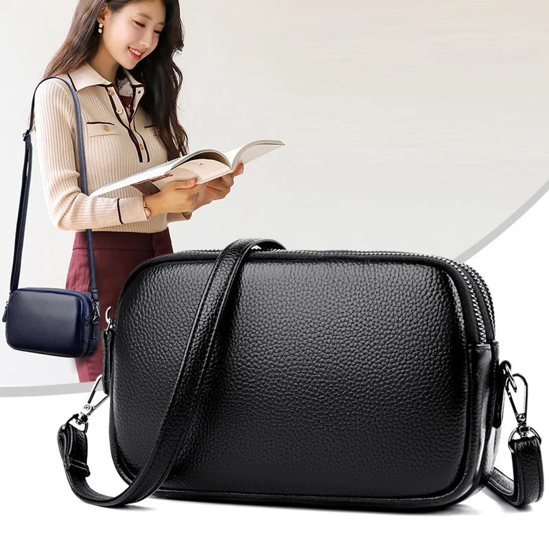Vintage Leather Shoulder Bags Casual Messenger Shell Purse for Women