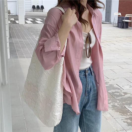 Embossed Shoulder Bag Female Eco Fabric Portable Flower Handbags