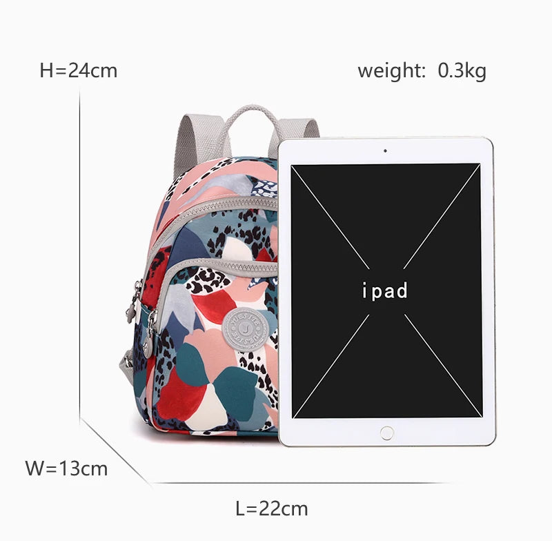 Vintage Print Nylon Mini Backpack for Girls