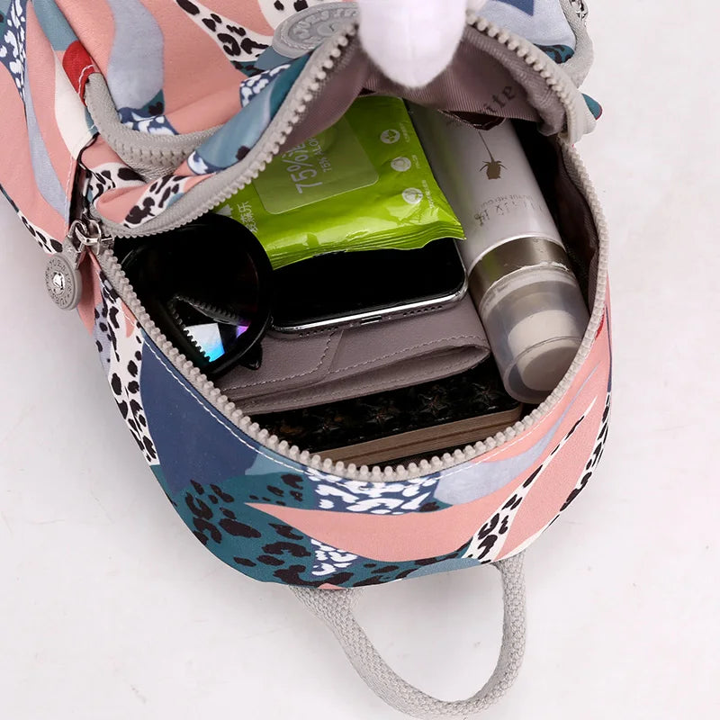Vintage Print Nylon Mini Backpack for Girls