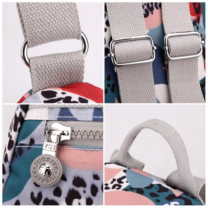 Vintage Print Nylon Mini Backpack for Girls
