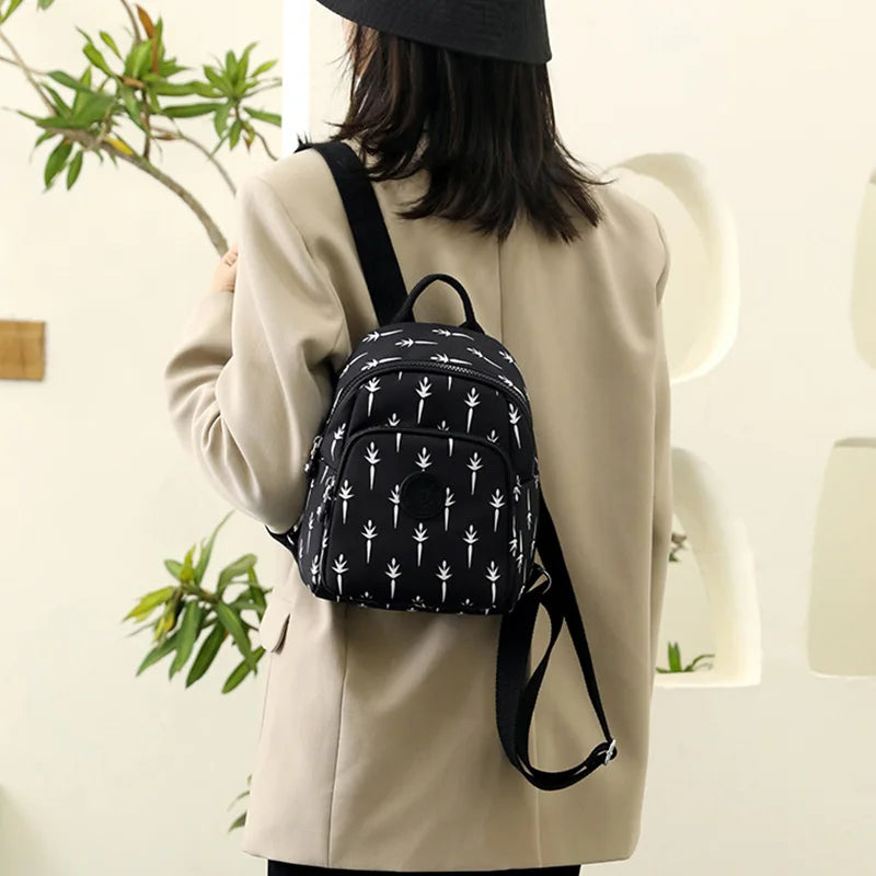 Vintage Print Nylon Mini Backpack for Girls