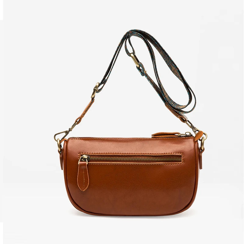 Vintage Leather Sling Handbag - Casual Tote Messenger Bag