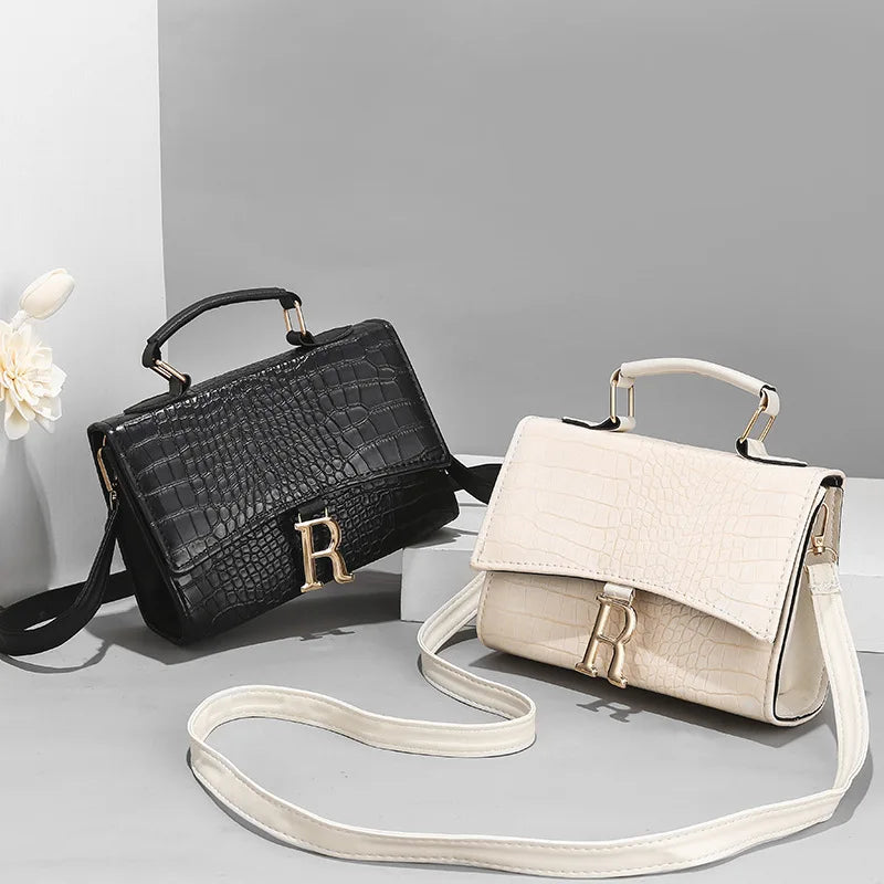 Crocodile Pattern Solid PU Leather Shoulder Bag