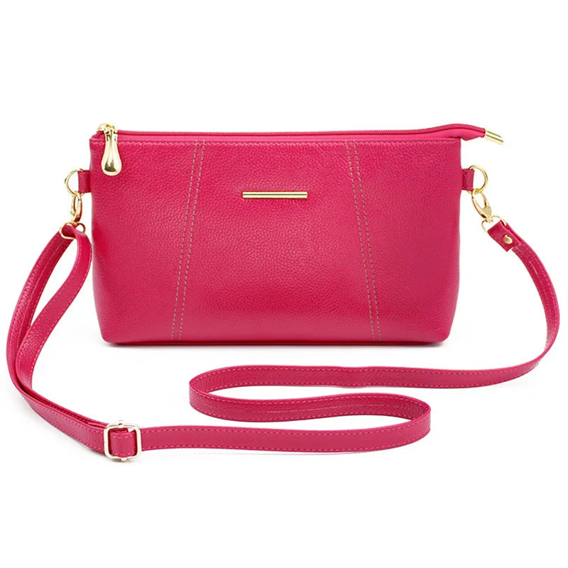 Women Messenger Bag PU Leather Handbag Zip Solid Casual Shoulder Bag