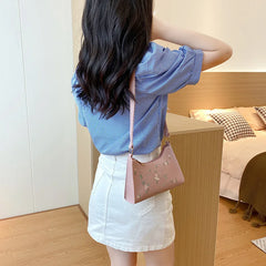 Women Embroidery Flower Underarm Bag Retro Solid Handbags