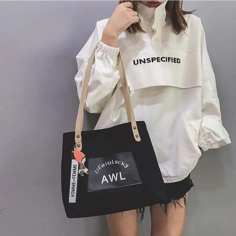 Large-capacity Canvas Tote Bag for Shopping and School