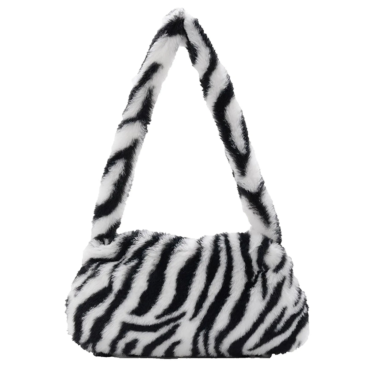 Leopard Print Furry Plush Shoulder Bag for Women