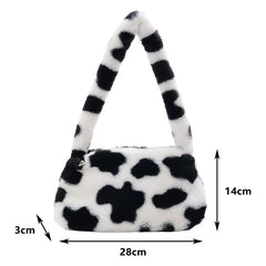 Leopard Print Furry Plush Shoulder Bag for Women