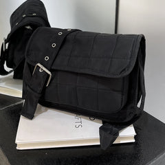 Embroidered Rhombus Shoulder Bag Adjustable Strap Satchel