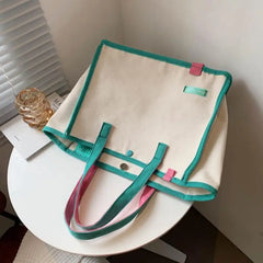 Canvas Letters Tote Bag Large Capacity Women Shoulder Bag