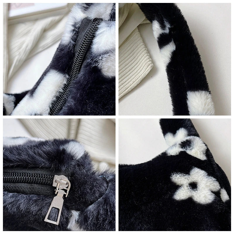 Flower Fluffy Shoulder Bag Autumn Women Bags