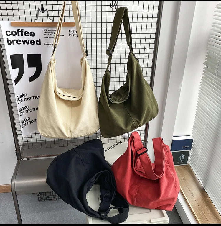 Large Capacity Canvas Messenger Bag Unisex Shoulder Handbag