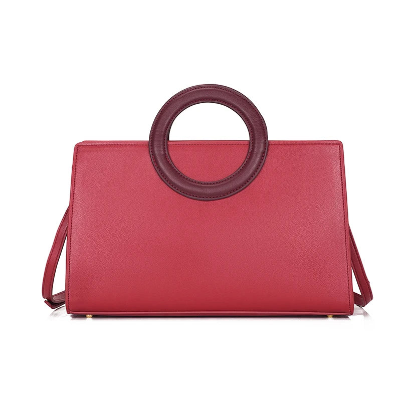 Women Red Tote Bag PU Leather Shoulder Crossbody Top Handle Party Bag