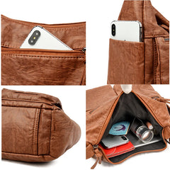 Soft Leather Shoulder Messenger Bag Large Capacity Crossbody Tote for Women