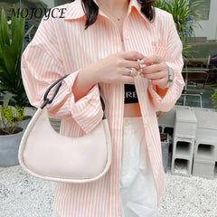 Nylon Shoulder Bag Solid Half Moon Crescent Handbag
