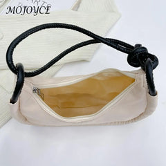 Nylon Shoulder Bag Solid Half Moon Crescent Handbag