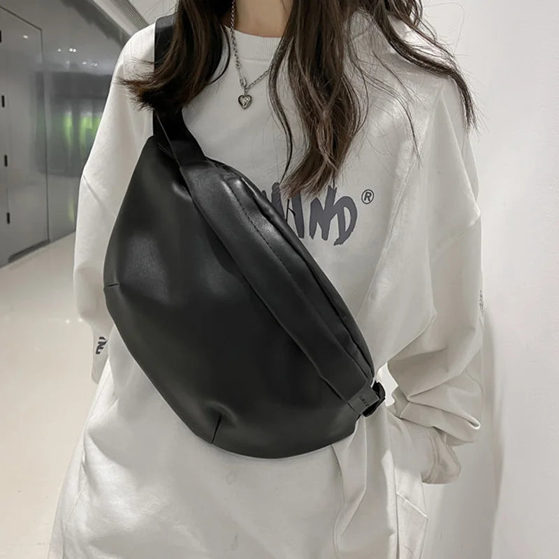 Soft Leather Waist Bag Unisex Fanny Pack Shoulder Crossbody Chest Purse
