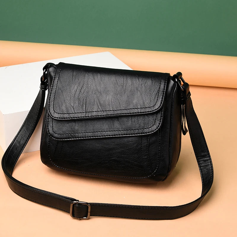 Soft Leather Patchwork Messenger Bag Girl