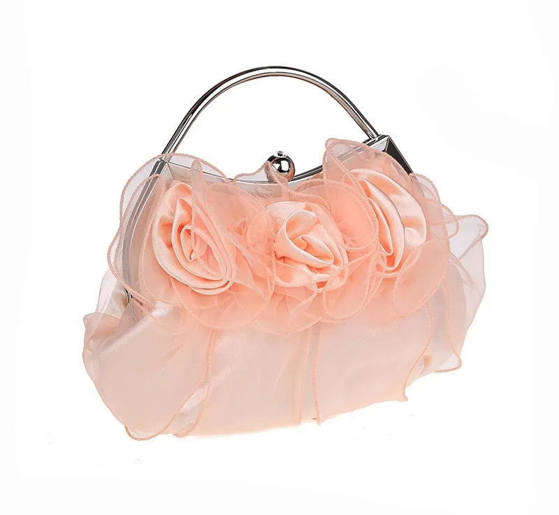 Satin Crystal Clutch Bridal Evening Bag