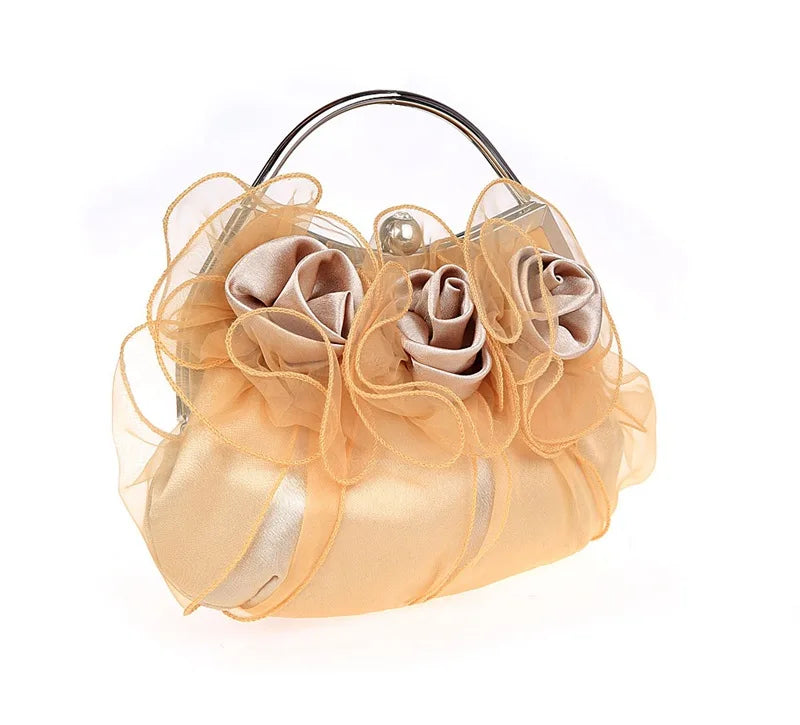 Satin Crystal Clutch Bridal Evening Bag