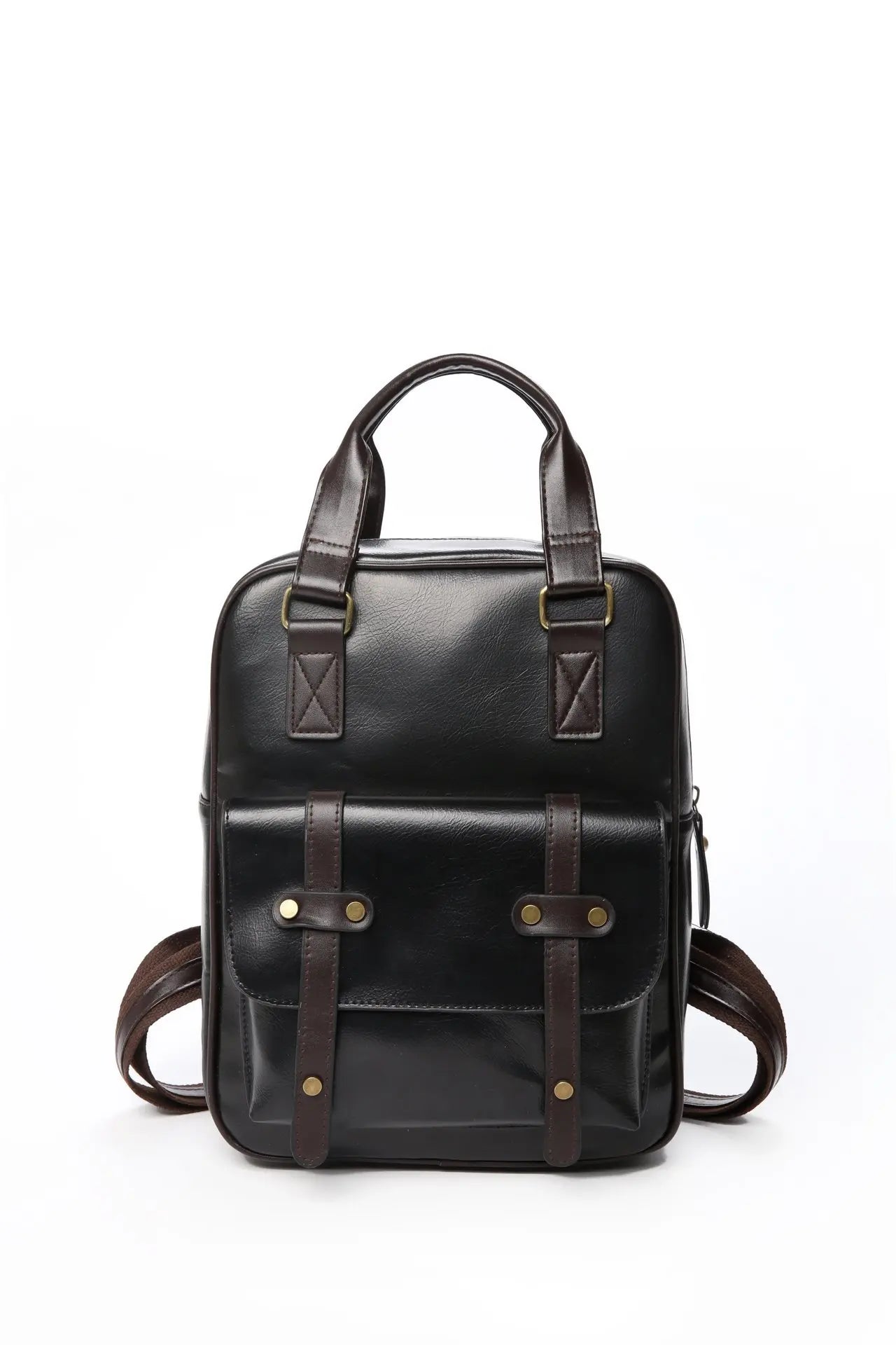 Lady Student Backpack PU Leather Waterproof School Bag