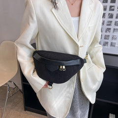 Corduroy Lady Waist Bag Winter Belt Pack Casual Phone Crossbody Chest Bags