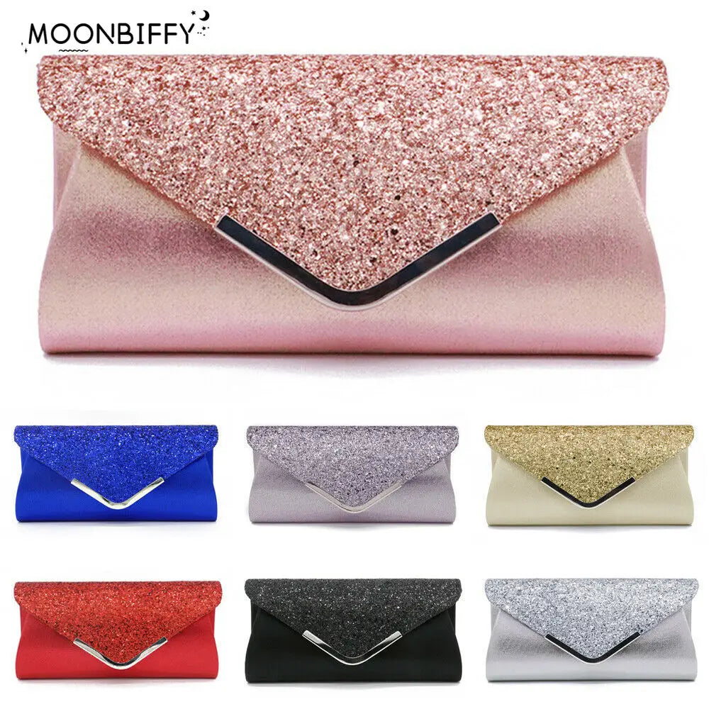 Glitter Clutch Wallet Evening Wedding Prom Purse Handbag